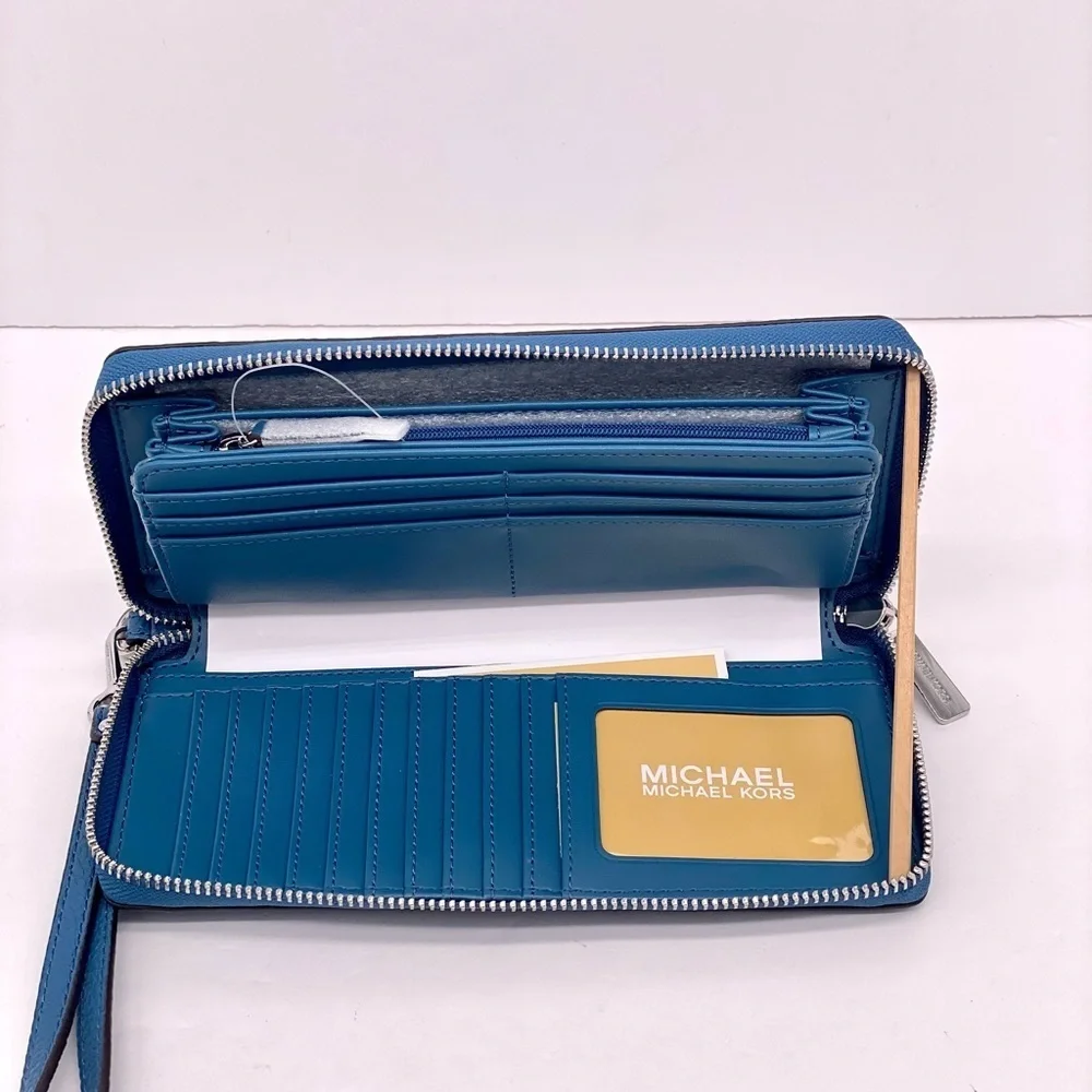 Michael Kors Large Continental Wallet Wristlet Teal